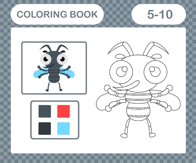 Coloring page insecteducation game for kindergarten and preschoolcoloring book game