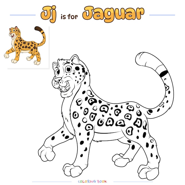 Pagina da colorare jaguar cartoon