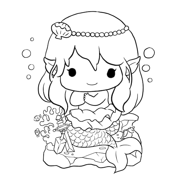 coloring page kawaii character cartoon drawing manga anime girl cute for kids