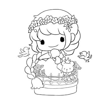 Premium Vector  Coloring book illustration girl kawaii coloring