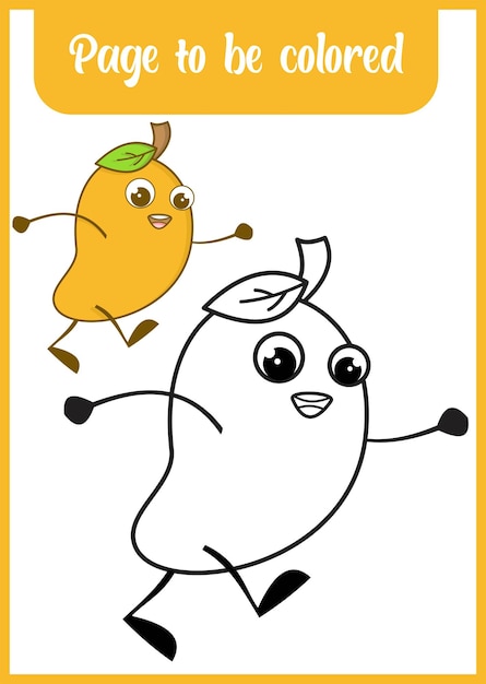 Coloring page for kid cute mango