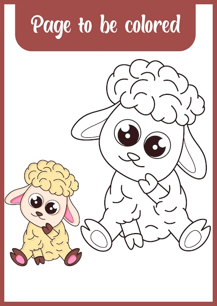 Coloring page for kid cute sheep