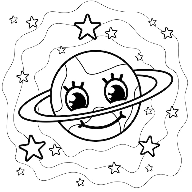 子供と大人のためのカラーページ 人魚のカラーブック 宇宙の可愛い惑星 素敵なキャラクター