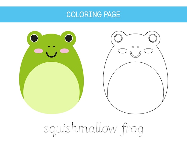 Premium Vector  Coloring page for kids color the squishmallow frog  worksheet for children educational game