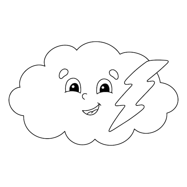 Coloring page for kids Digital stamp Cartoon style character