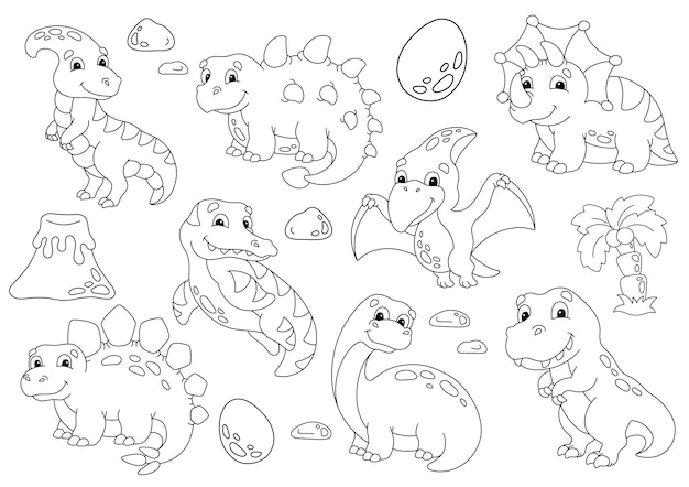 Vector coloring page for kids digital stamp cartoon style character