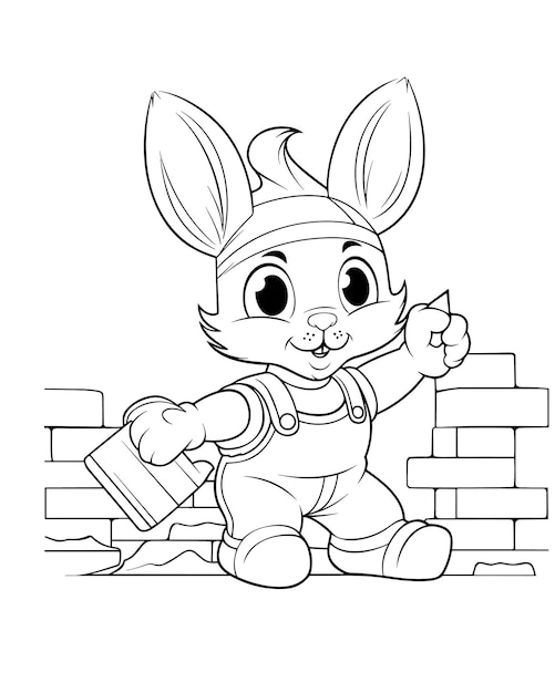 Coloring page for kids High quality Black and white illustration for coloring book