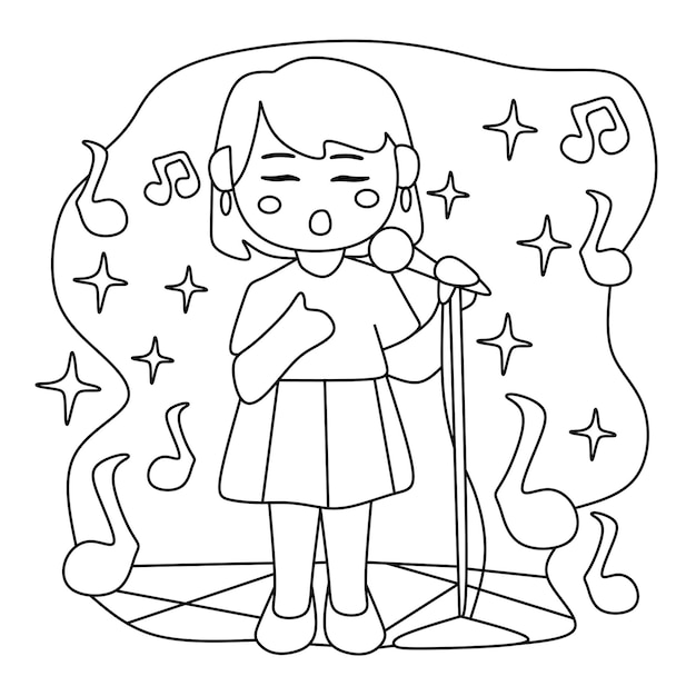 Coloring page for kids profession cartoon musician