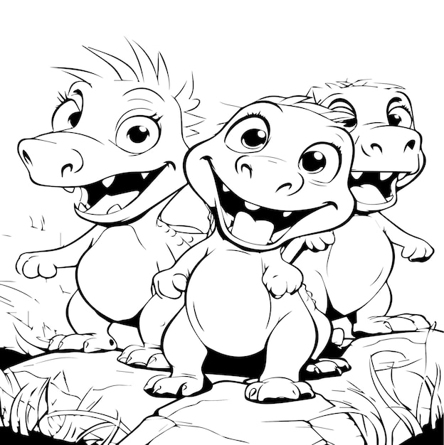 coloring page for kids tiny dinosaurs