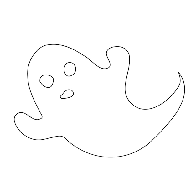 Страница раскраски для детей, белые призраки летают на векторной иллюстрации