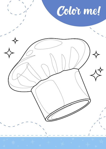 Coloring page for kids with chefs hat