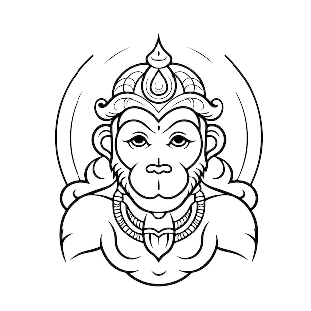 색칠 페이지 선 그리기 Happy Hanuman Jayanti는 날을 기원합니다