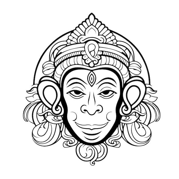 Pagina da colorare disegno al tratto happy hanuman jayanti augura il giorno