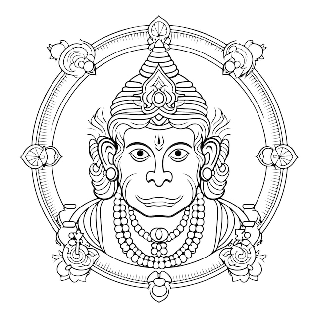coloring page line drawing Happy Hanuman Jayanti wishes day