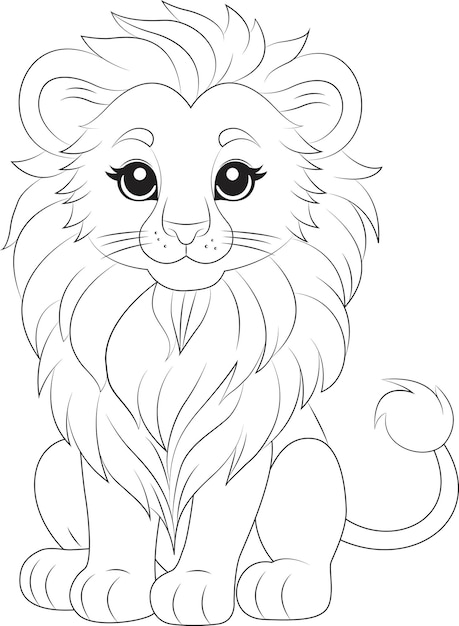 Coloring page a majestic lion cub with a flowing mane