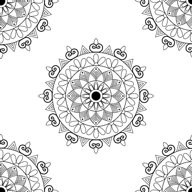 Vector coloring page mandala art