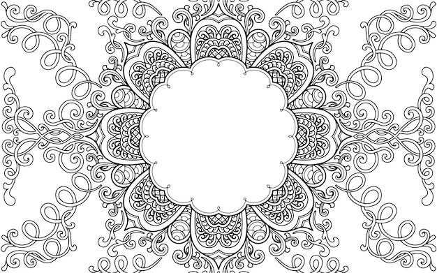 Vector coloring page mandala design with text space