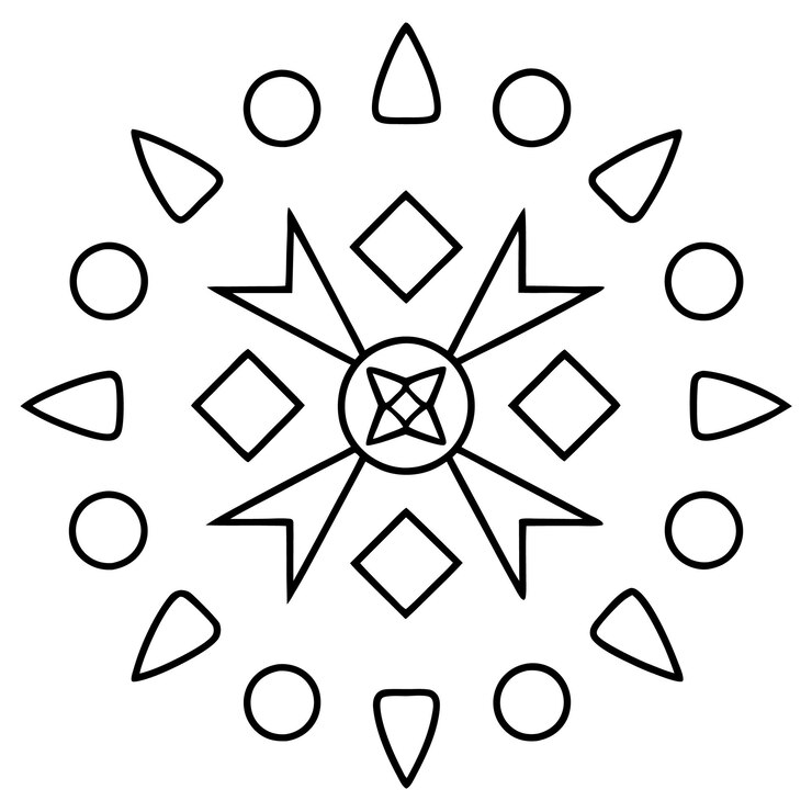 Vector coloring page mandala kids drawing art