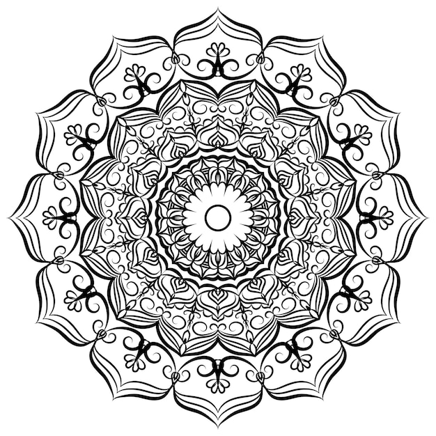 Pagina da colorare mandala con motivi floreali