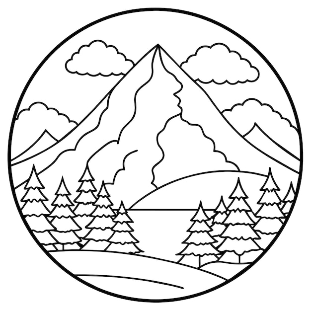 Coloring page mountain design