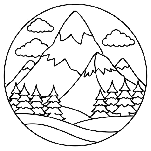 Coloring page mountain design