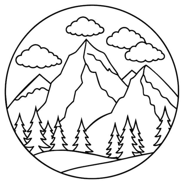 Coloring page mountain design