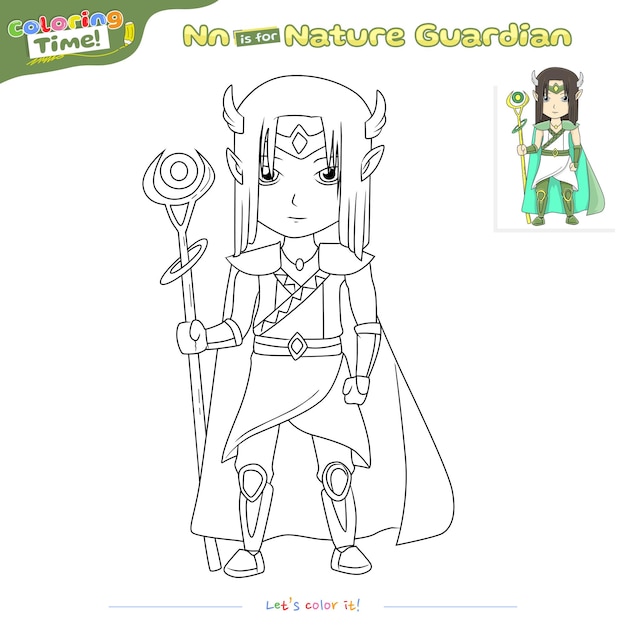 컬러링 페이지 자연 수호자