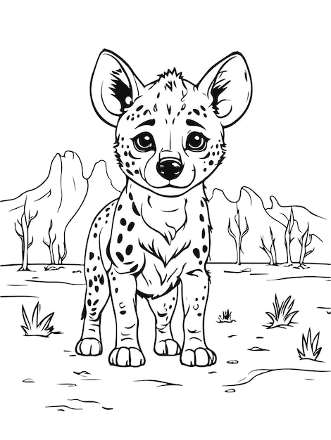 Coloring Page Outline Baby Hyena