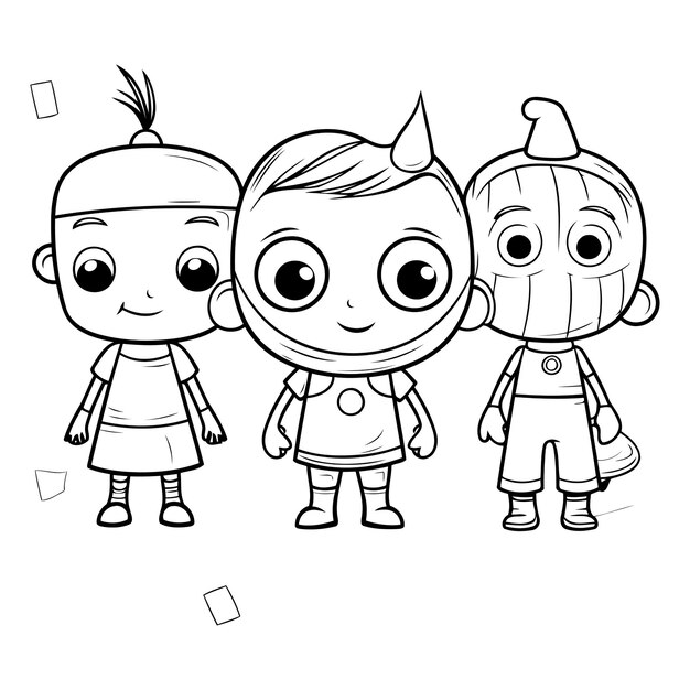 Coloring Page Outline Of cartoon boys and girls