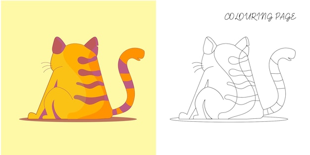 Pagina da colorare Schema del gatto del fumetto Libro da colorare per bambini