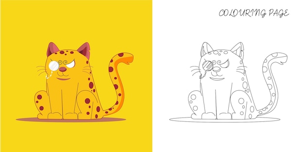 만화 고양이 색칠 공부 페이지 개요 아이들을위한 색칠하기 책