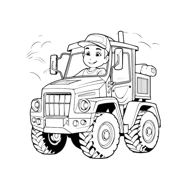 Coloring Page Outline Of cartoon Construction vehicles