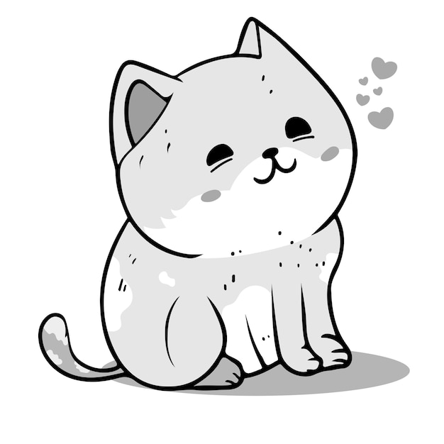 Coloring Page Outline Of cartoon fluffy Cute cat Coloring book page for children