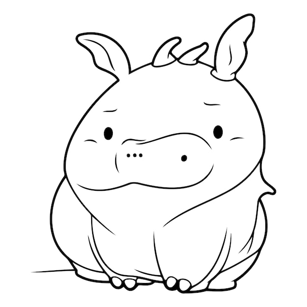 Vector coloring page outline of cartoon hippo