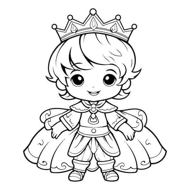 Coloring Page Outline Of a fairy tale princess with a crown