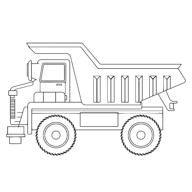 Coloring page outline of truck construction vehicles coloring book for kids