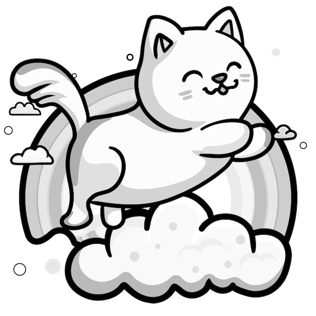 Coloring page printable Cute cat unicorn or anime cat coloring pages for children kids and adults