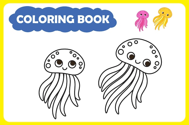 Vector coloring page sea animals