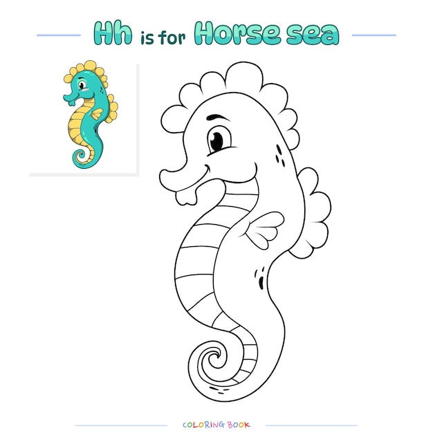 Coloring Page Seahorse Cartoon