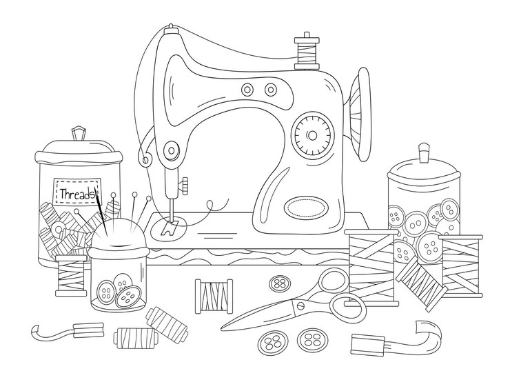 Coloring page sewing machine adult and childrens coloring book depict my image