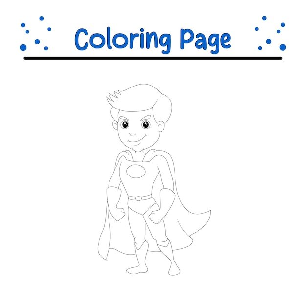 Vector coloring page superhero boy