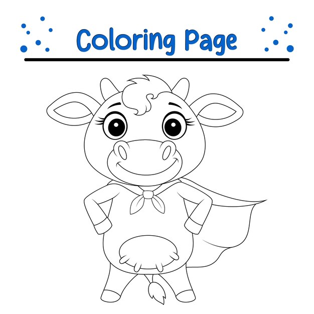 Vector coloring page superhero cow