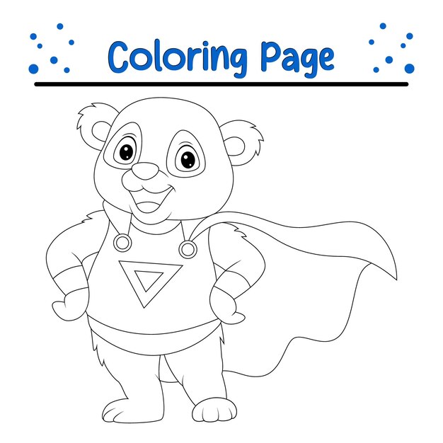 Vector coloring page superhero panda posing