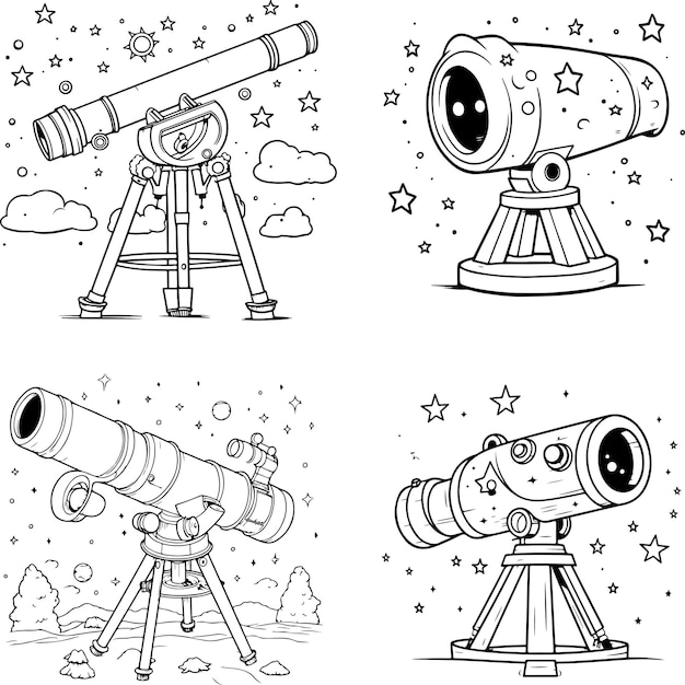 Vector a coloring page of a telescope