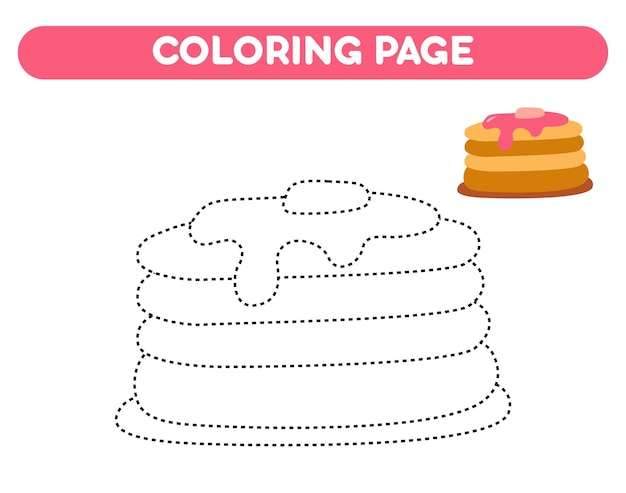 Coloring page Trace and color cake Worksheets for kids