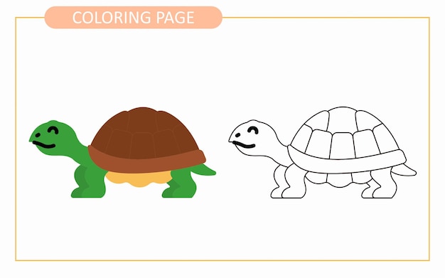 Coloring page of Turtle Educational tracing coloring book for kids