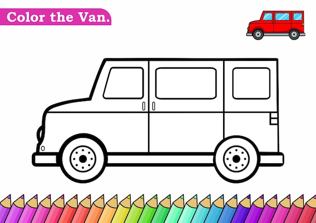 Coloring page for Van vector illustration Kindergarten children Coloring pages activity worksheet