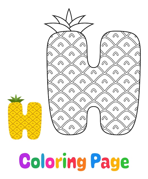 Coloring page with Alphabet H for kids