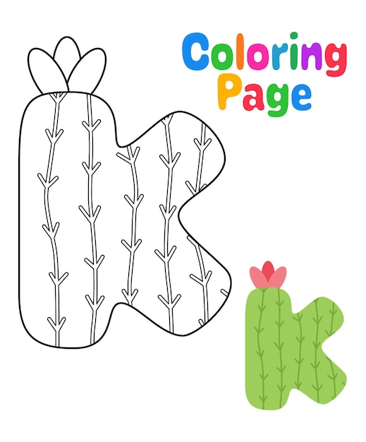 Coloring page with Alphabet K for kids