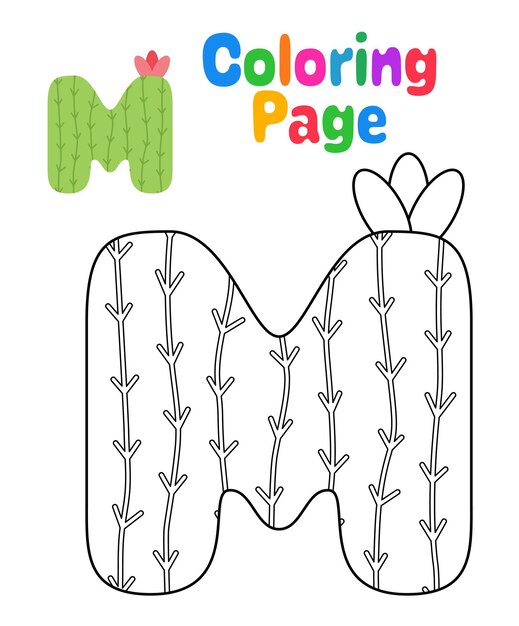 Coloring page with Alphabet M for kids